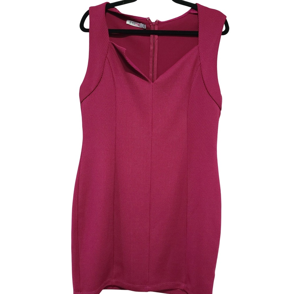 JustFab Women XXL Berry Pink Textured Waffle Knit Fit Flare Sleeveless Dress NEW